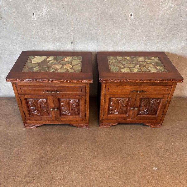 Pair of Two 1960s Hand Carved Mexican End Tables