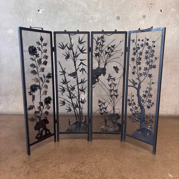 Mid Century Modern Fire Screen with 3D Sculpture