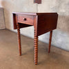 Antique Spool Legged Handcrafted Drop Leaf Side Table