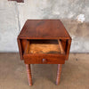 Antique Spool Legged Handcrafted Drop Leaf Side Table