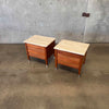 Pair Mid Century American of Martinsville Nightstands with Travertine