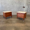 Pair Mid Century American of Martinsville Nightstands with Travertine