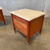 Pair Mid Century American of Martinsville Nightstands with Travertine