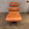 Vintage Mid Century Modern Plycraft Chair & Ottoman In Leather