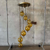 Mid Century Modern Amber Crackle Glass Cascade Ceiling Swag Light