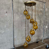 Mid Century Modern Amber Crackle Glass Cascade Ceiling Swag Light