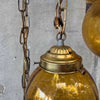 Mid Century Modern Amber Crackle Glass Cascade Ceiling Swag Light