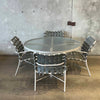 Tropitone Patio Dining Set w/ Aluminum Frames, Vinyl Straps, & Textured Glass