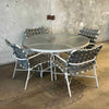 Tropitone Patio Dining Set w/ Aluminum Frames, Vinyl Straps, & Textured Glass