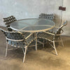 Tropitone Patio Dining Set w/ Aluminum Frames, Vinyl Straps, & Textured Glass
