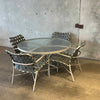Tropitone Patio Dining Set w/ Aluminum Frames, Vinyl Straps, & Textured Glass