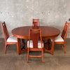 Vintage MCM Broyhill Brasilia Dining Table w/ Four Chairs and One Leaf