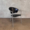 1980s Calligaris Style Leather & Chrome Chair