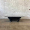 Vintage Mid Century Modern Smoked Glass Coffee Table With Black Metal Base