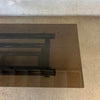 Vintage Mid Century Modern Smoked Glass Coffee Table With Black Metal Base