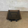 Vintage Mid Century Modern Smoked Glass Side Table With Black Metal Base
