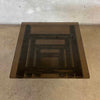 Vintage Mid Century Modern Smoked Glass Side Table With Black Metal Base