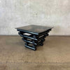 Vintage Mid Century Modern Smoked Glass Side Table With Black Metal Base