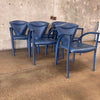 Set of (6) Six Vintage Matteo Grassi Armchairs in Blue Leather