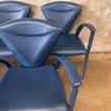 Set of (6) Six Vintage Matteo Grassi Armchairs in Blue Leather