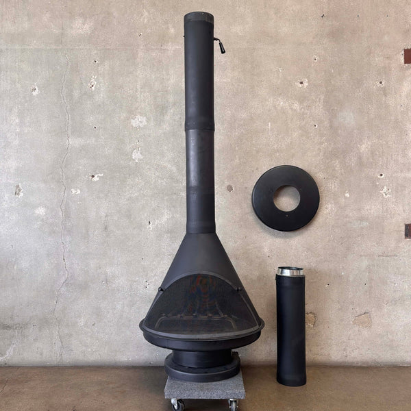 Vintage Mid Century Small Fireplace w/ Ceiling Attachment - Three Pipes