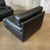 Italian Sofa & Chair Set in Black Leather