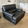 Italian Sofa & Chair Set in Black Leather