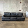 Italian Sofa & Chair Set in Black Leather