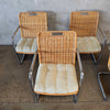 Chrome & Rattan Dining Chairs (4) with Sage Upholstery