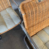 Chrome & Rattan Dining Chairs (4) with Sage Upholstery