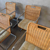 Chrome & Rattan Dining Chairs (4) with Sage Upholstery