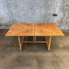 1970s Vintage Pecan Wood Dining Table w/ Two (2) Leaves