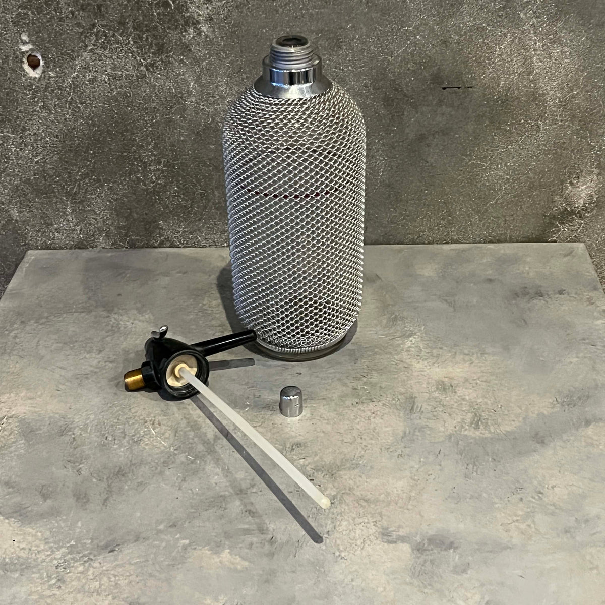 Beaumont Glass Soda Syphon - Aluminum Mesh Exterior