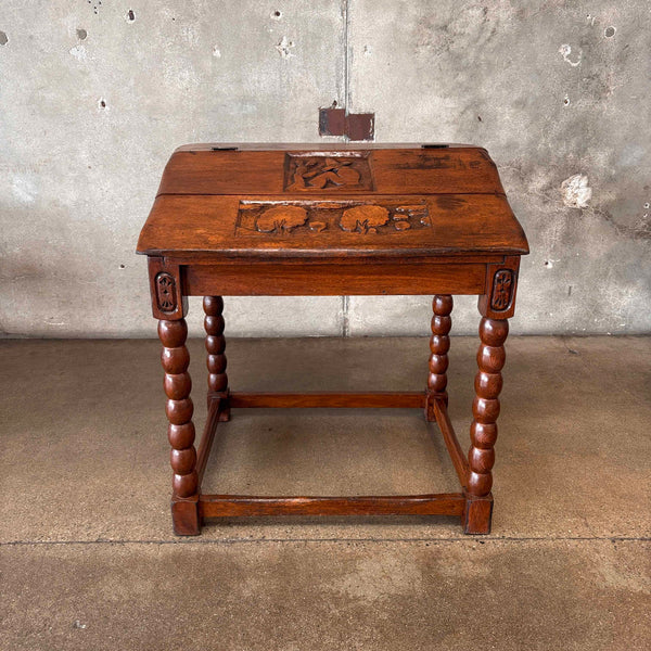 WPA Era Desk - Carved Mahogany - Monterey Style Product Image