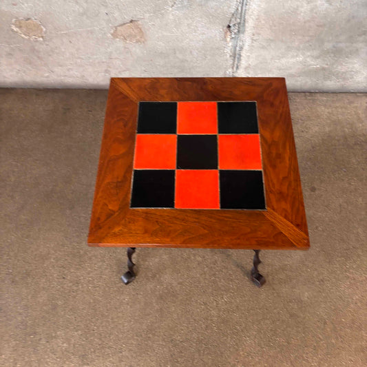 California Tile Table Iron & Wood Base