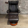 Benchmaster Faux Leather Recliner w/ Ottoman - Manual Reclining and Swivel
