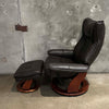 Benchmaster Faux Leather Recliner w/ Ottoman - Manual Reclining and Swivel