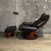 Benchmaster Faux Leather Recliner w/ Ottoman - Manual Reclining and Swivel