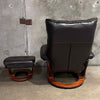 Benchmaster Faux Leather Recliner w/ Ottoman - Manual Reclining and Swivel