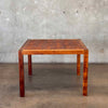 Square Wood Dining Table in Double Basket Weave Parquetry