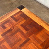 Square Wood Dining Table in Double Basket Weave Parquetry