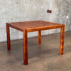 Square Wood Dining Table in Double Basket Weave Parquetry