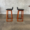 Pair of Teak Counter Height Barstools - Made in Denmark