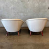 Mid Century White Leather Danish Bucket Lounge Chairs