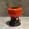 Orange/Red Cast Iron Fondue Set