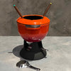 Orange/Red Cast Iron Fondue Set