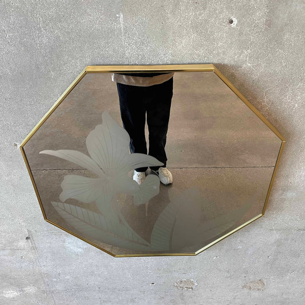 Mid Century Modern Windsor Art Octagon Gold Frame Mirror