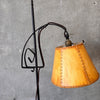 Wrought Iron Spanish Revival Floor Lamp w/ Leather Shade