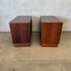 Mid Century Modern Pair of Walnut Three Drawer Nightstands