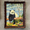 Pair of Vintage Framed Panda Bears w/ Wooden Frame & Glass Pane
